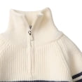 thumbnail image 1 of hotojiny Boys' Knit Pullover Sweater Quarter Zipper Knitwear Sweatshirt Kids Long Sleeve Striped Sweaters Casual Outfit(Blue,7-8 Years), 1 of 7