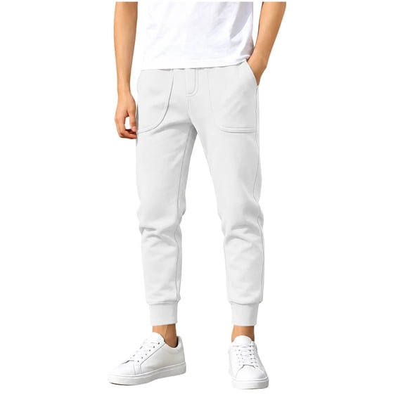 hotojiny Boys Sweatpants Lightweight Athletic Joggers Soft Slim Fit Comfy Running Sweat Pants with Pockets(White,14-15 Years)