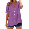 thumbnail image 1 of hotojiny Button down Shirts for Women Short Sleeve Summer Tops V Neck Henley Shirt Work Blouses Business Casual Outfits S-2XL, 1 of 5