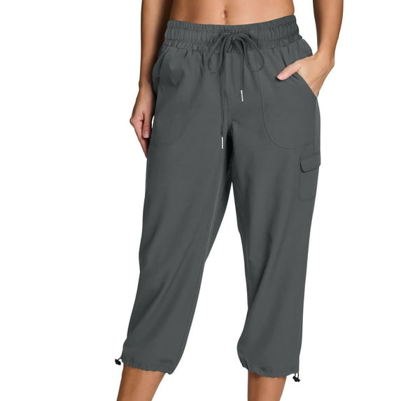 hotojiny Capri Pants for Women with Pockets Loose Fit Casual Hiking Pants Lightweight Travel Baggy Outdoor Cargo Pants