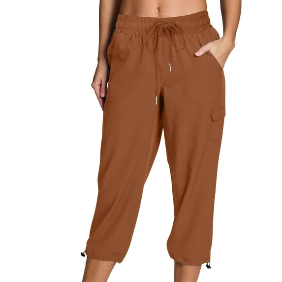 hotojiny Capri Pants for Women with Pockets Loose Fit Casual Hiking Pants Lightweight Travel Baggy Outdoor Cargo Pants