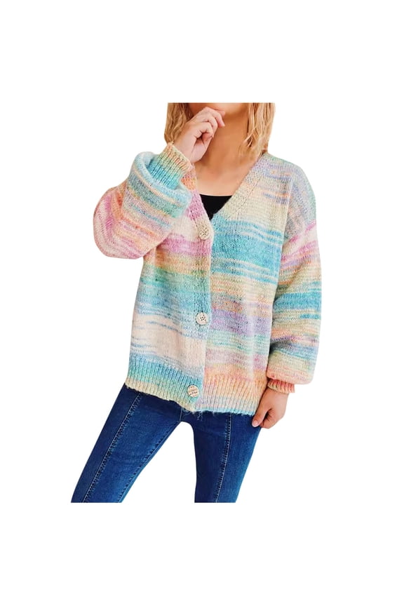 Cardigan Sweater for Women V Neck Button Down Loose Knit Sweaters Fall Long Sleeve Casual Cardigans