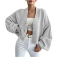 thumbnail image 1 of hotojiny Cardigan Sweaters for Women Soft Cropped Button up Knit Coat Oversized Long Sleeve Fall Tops Trenyd Outfit S-L, 1 of 7