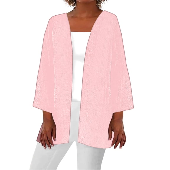 hotojiny Cardigan for Women Open Front Long Sleeve Coat Fashion Casual Loose Solid Color Outwear Fall
