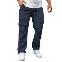 hotojiny Cargo Pants Men Hiking Stretch Straight Leg Workout Trousers with Zipper Pockets Lightweight Comfort Work Pants for Men