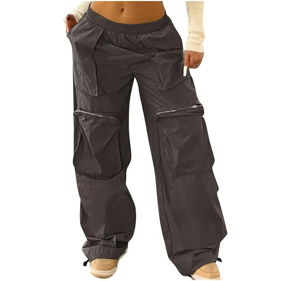 hotojiny Cargo Pants Women Baggy Hiking Pants with Zipper Pockets Casual Athletic Trousers for Outdoor Workout
