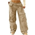 thumbnail image 1 of hotojiny Cargo Pants Women Baggy Wide Leg Casual Pants for Outdoor Travel Lightweight Low Waist Trousers with Zipper Pockets, 1 of 6