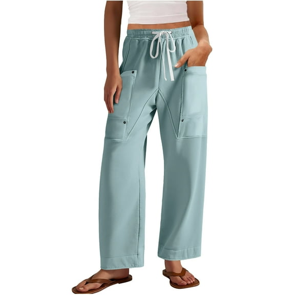 hotojiny Cargo Pants Women Casual High Waist Wide Leg Sweatpants Thick Warm Fall Fashion Clothes Streetwear with Pockets