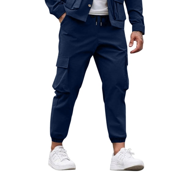 hotojiny Cargo Pants for Men Comfort Fit Mens Joggers with Pockets Casual Workout Hiking Pants Fashion Cropped Trousers