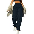 thumbnail image 1 of hotojiny Cargo Pants for Women High Waisted Button Casual Trousers Baggy Stretchy Wide Leg Streetwear with Pockets, 1 of 6