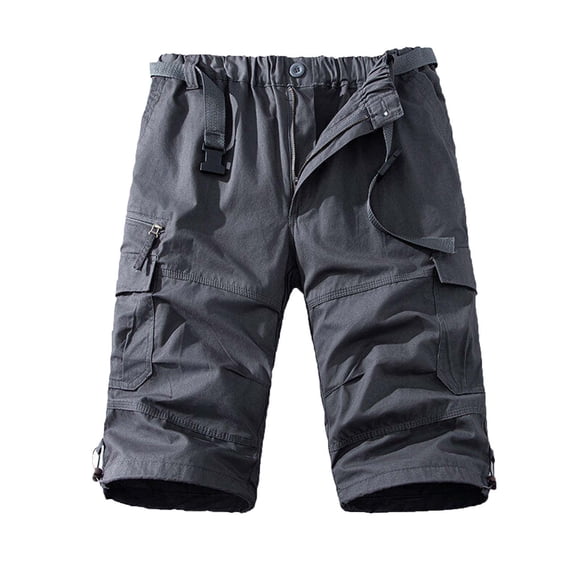 hotojiny Cargo Shorts for Men Casual Summer Elastic Waist Hiking Short Pants Big and Tall Knee Length Vintage Bermuda Shorts for Outdoor