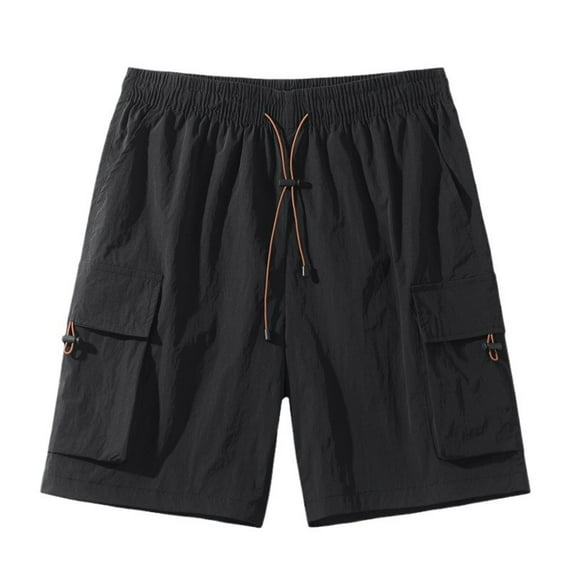 hotojiny Cargo Shorts for Men Fashion Elastic Waist Drawstring Hiking Shorts Lightweight Multi-pocket Outdoor Short Pants for Big and Tall