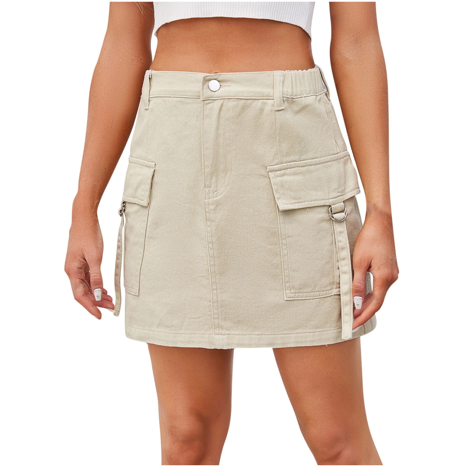 High-waist cargo jeans skirt for ladies