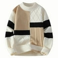 thumbnail image 1 of hotojiny Casual Sweater for Men Loose Fit Crewneck Long Sleeve Knit Tops Lightweight Warm Patchwork Vintage Pullover, 1 of 7