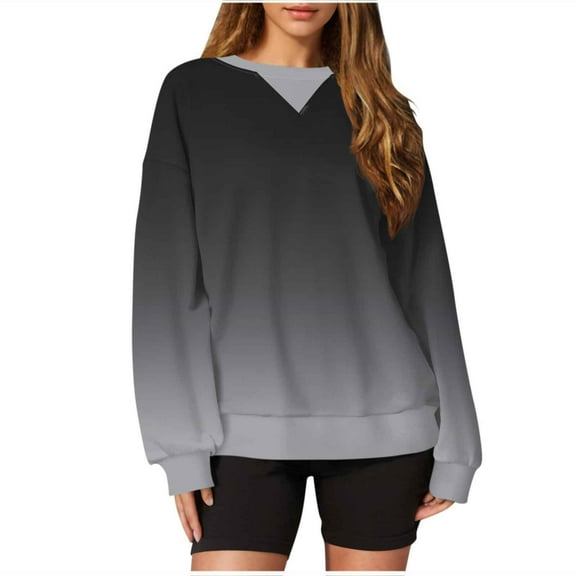 hotojiny Casual Sweatshirts for Women Fall Long Sleeve Fashion Pullover Tops Crew Neck Loose Lightweight Sweatshirts
