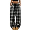 thumbnail image 1 of hotojiny Casual Womens Pants Vintage Elastic Waist Drawstring Long Trousers Spring Fashion Wide Leg Fall Outfits with Pockets, 1 of 4