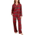 thumbnail image 1 of hotojiny Christmas Pajamas for Women Set 2 Piece Outfit Merry Christmas Button Down Shirt with Drawstring Pj Bottoms Plaid Sleepwear, 1 of 6