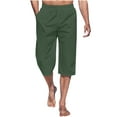 thumbnail image 1 of hotojiny Cotton Linen Pants Men Casual Lightweight Summer Beach Capri Pant Classic Elastic Waist Drawstring Yoga Cropped Trouser, 1 of 5