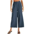 thumbnail image 1 of hotojiny Cotton Linen Pants Women Casual High Waist Wide Leg Business Work Pants Summer Comfy Pleated Dressy Trousers Fall Outfit, 1 of 6