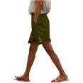 thumbnail image 1 of hotojiny Cotton Linen Shorts for Women Beach Vacation Trendy Clothes Lounge Side Button Rolled up Shorts with Pockets, 1 of 6