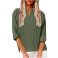 thumbnail image 1 of hotojiny Cotton Linen Tops for Women Casual Long Sleeve V Neck Solid Color Shirts Lightweight Soft 2024 Fall Blouses, 1 of 6