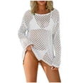 thumbnail image 1 of hotojiny Cover up for Women Crochet Knit Bikini Beach Coverups Breathable Loose Long Sleeve Hollow out Tops, 1 of 7