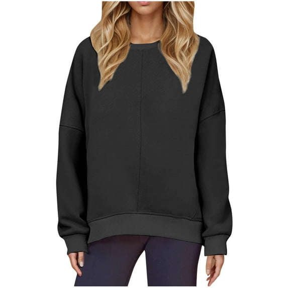 hotojiny Crew Neck Sweatshirt for Women Long Sleeve Loose Tunic Tops Casual Pullovers Fall Fashion Outfits Clothes