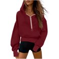 thumbnail image 1 of hotojiny Crop Hoodie Sweatshirt for Women Half Zip Long Sleeve Loose Pullover Tops Fall Winter Fashion Clothes, 1 of 7