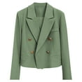 thumbnail image 1 of hotojiny Cropped Blazers for Women Business Casual Long Sleeve Button Jacket Lapel Collar Work Office Blazer Suit, 1 of 1