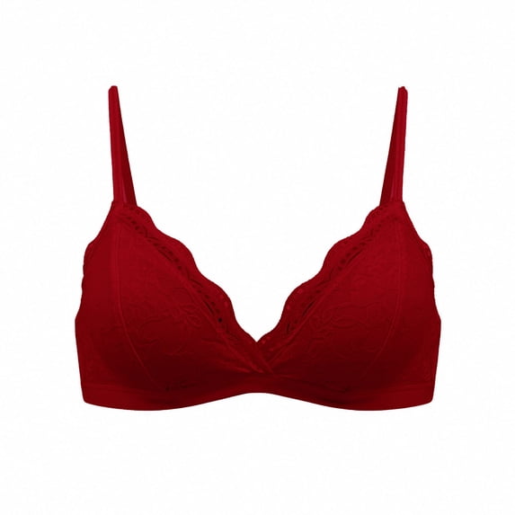 hotojiny Deep V Bra for Women Low Cut Lace Bralettes for Women Padded Comfy Wireless Lifting Bras Triangle Bralette