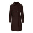 thumbnail image 1 of hotojiny Double Breasted Trench Coat for Women Notched Lapel Wool Blend Overcoat Fall Winter Pea Coats with Pockets, 1 of 6