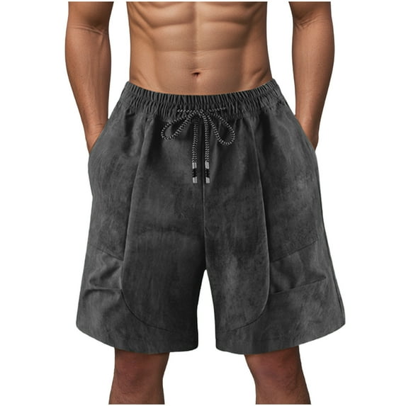 hotojiny Drawstring Shorts for Men Vintage Wide Leg Casual Bermuda Shorts Lightweight Loose Fit Summer Shorts for Big and Tall