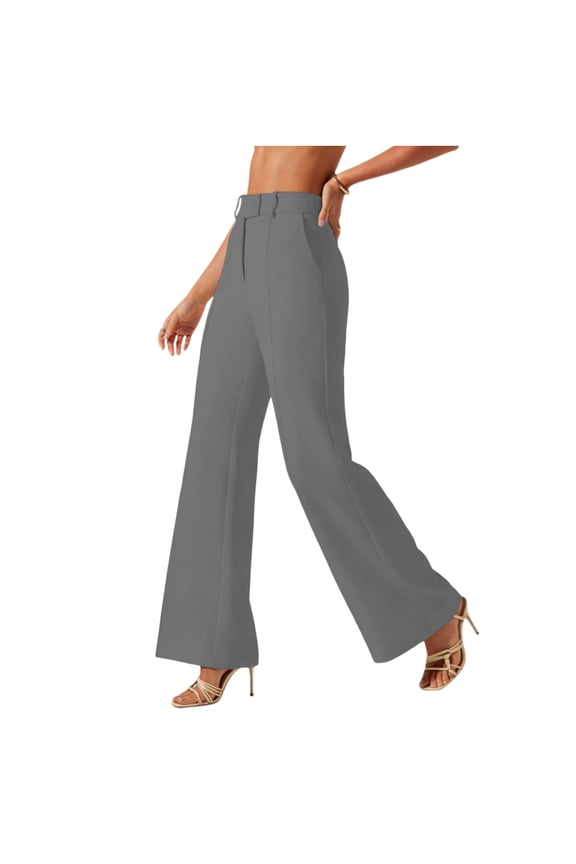 Dress Pants for Women Flowy Business Flare Pants Fashion Pleated Wide Leg Work Trousers Office Pull on Slacks