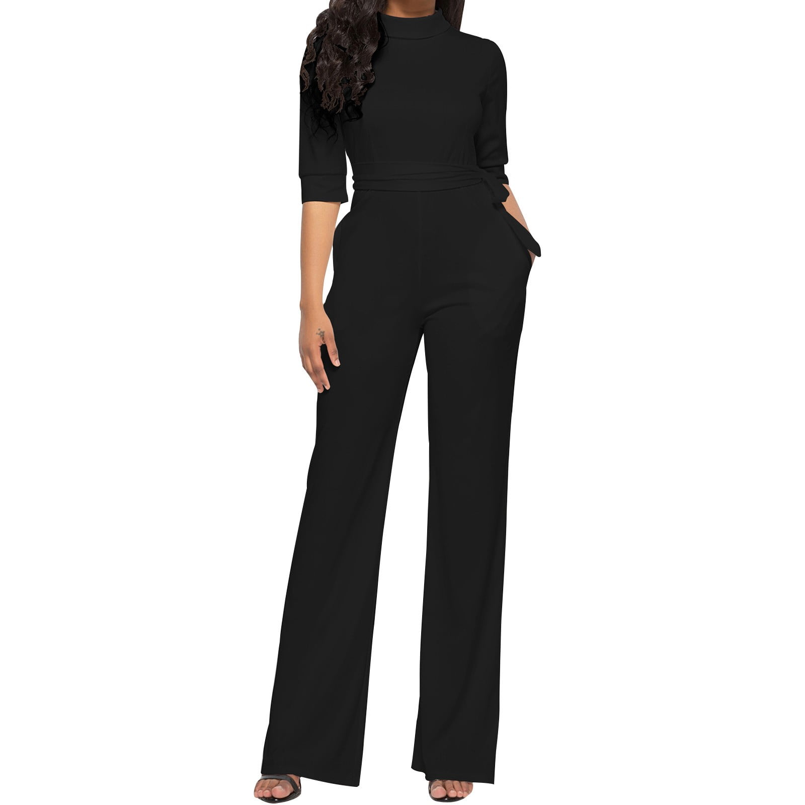 hotojiny Dressy Romper for Women Elegant Fashion 3/4 Sleeve Mock Neck ...