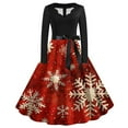 thumbnail image 1 of hotojiny Fall Dresses for Women Long Sleeve V Neck Christmas Printed Midi Dress Fashion Cocktail Party Dresses, 1 of 3