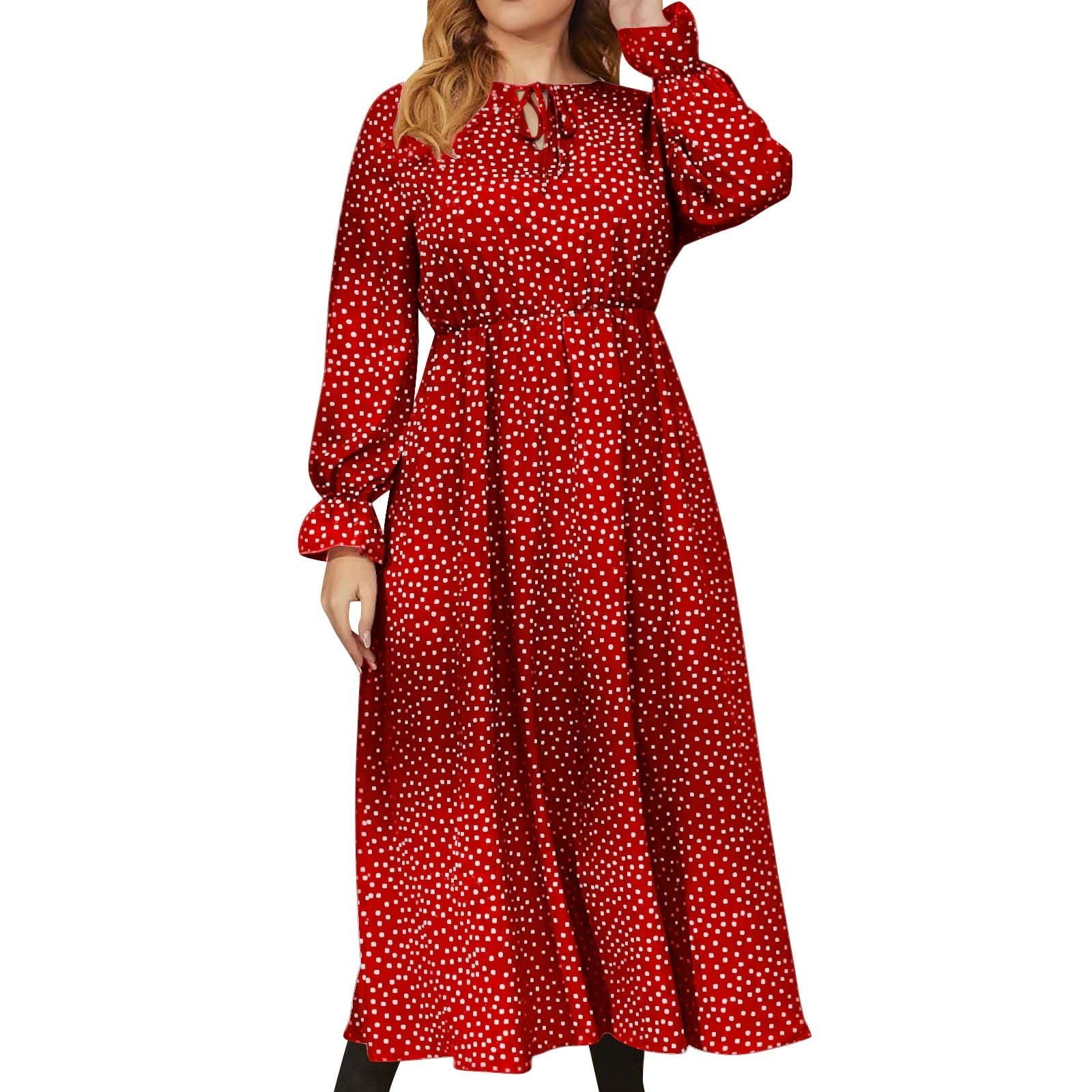 hotojiny Fall Dresses for Women Plus Size Long Sleeve Casual Long Dress
