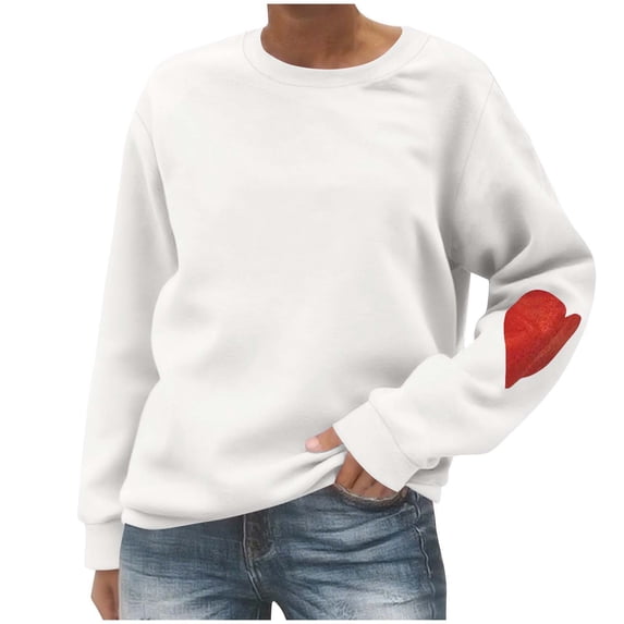 hotojiny Fall Fashion Sweatshirt for Women Casual Heart Long Sleeve Shirts Crewneck Loose Fit Warm Pullover Tops S-XXl