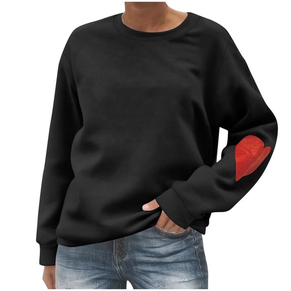 hotojiny Fall Fashion Sweatshirt for Women Casual Heart Long Sleeve Shirts Crewneck Loose Fit Warm Pullover Tops S-XXl