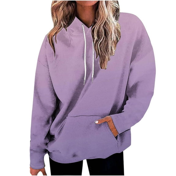 hotojiny Fall Fashion Womens Hoodie Sweatshirts Long Sleeve Drawstring Casual Hooded Tops Loose Pullovers with Pocket