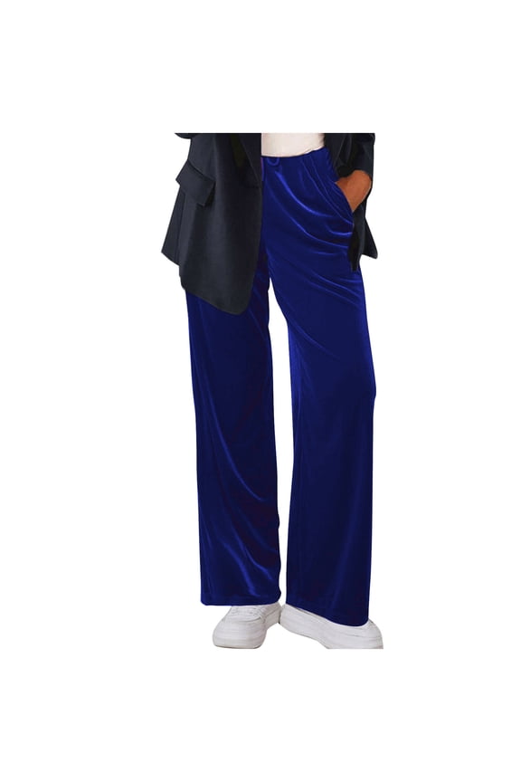 Fall Winter Women's Velour Pants High Waist Loose Sweatpants Straight Leg Casual Velvet Trousers with Drawstring