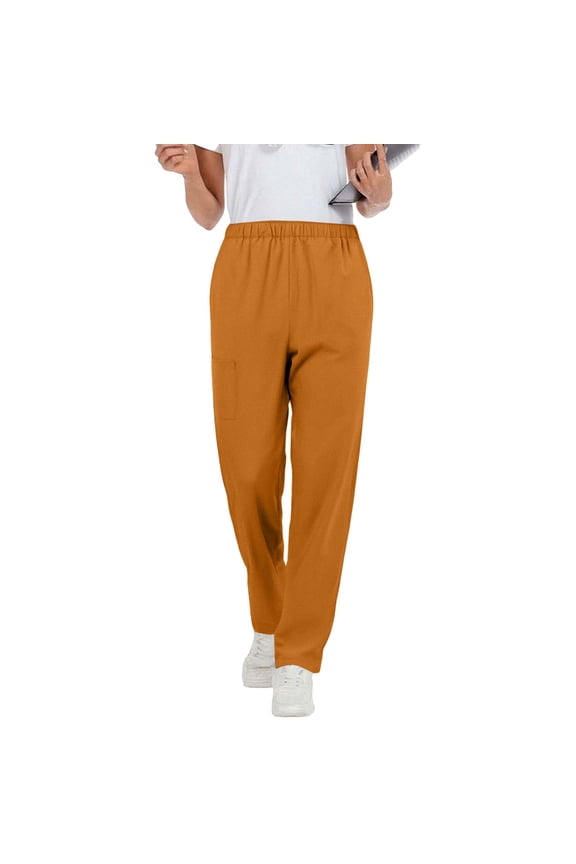 Fall Women's Pants Elastic Waist Stretch Pull On Pants Straight Leg Work Casual Trousers with Pockets