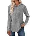 thumbnail image 1 of hotojiny Fashion Hoodies for Womens Fall Ribbed Knit Sweaters Comfy Long Sleeve Shirts Lightweight Casual Drawstring Sweatshirts, 1 of 6