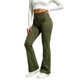 thumbnail image 1 of hotojiny Flare Leggings for Women Comfy Bootcut Yoga Pants Drawstring Strenchy High Waist Bell Bottoms Sweatpants(Army Green,X-Large), 1 of 5