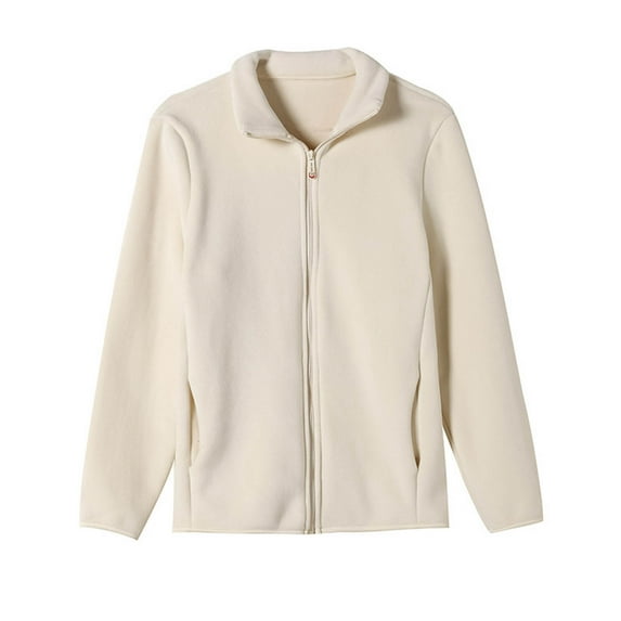 hotojiny Fleece Jacket for Women Long Sleeve Full Zip Solid Coat Fall Winter Warm Lightweight Outwear with Pockets