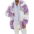 thumbnail image 1 of hotojiny Fleece Lined Hoodies for Men Fuzzy Sherpa Winter Thick Jackets Fashion Colorblock Zip Up Sweatshirt Plush Winter Coat, 1 of 7