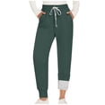 thumbnail image 1 of hotojiny Fleece Lined Sweatpants Women with Pockets Comfy Drawstring High Waisted Thermal Winter Warm Pants for Snow Ski, 1 of 3