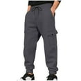 thumbnail image 1 of hotojiny Fleece Lined Sweatpants for Men Winter Warm Cinch Bottoms Athletic Pants Heavyweight Loose Fit Workout Cargo Pants S-3Xl, 1 of 7