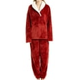 thumbnail image 1 of hotojiny Fleece Pajamas for Women Set 2 Piece Outfit Soft Warm Fuzzy Outerwear Top Sleepwear with Thermal Pants Fluffy Pjs Set, 1 of 7