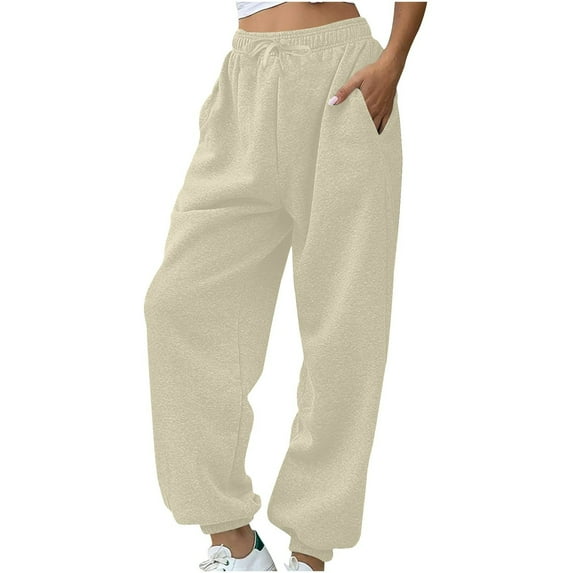hotojiny Fleece Sweatpants for Women Casual Comfy Workout Athletic Jogger Baggy Wide Leg Winter Warm Pants with Pockets