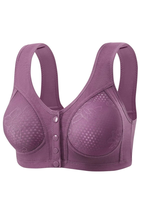 Front Closure Bras for Women Plush Size Bras Breathable Seamless Wireless Padded Full Coverage T-Shirt Bralettes